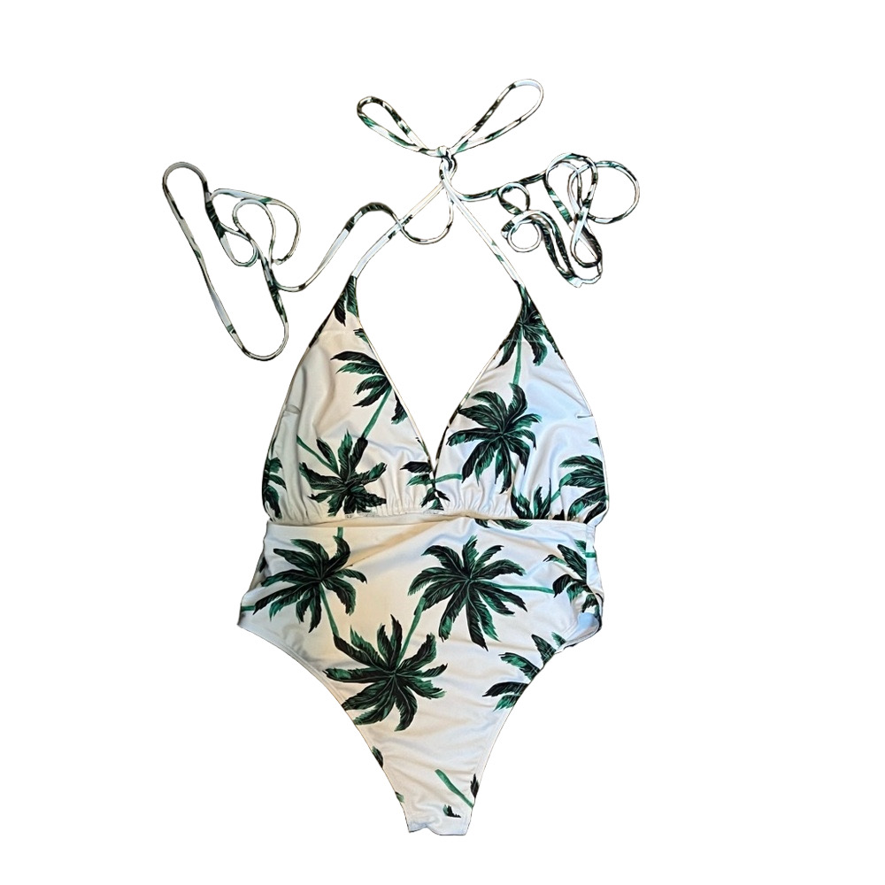 SHEIN Green and white palm tree bathing suit - Picture 2 of 3
